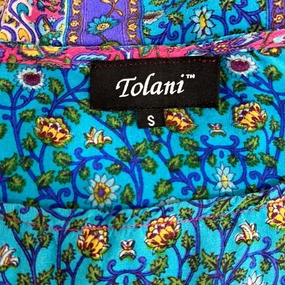 Tolani Silk Boho Colorful Kimono Sleeve Top Blouse Size S - Picture 5 of 8